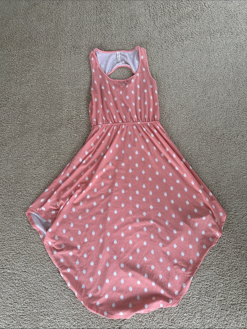 Xhilaration Pink Polka Dot Handkerchief-Hem Dress